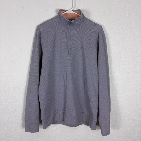 Vineyard Vines Blue & Pink Striped Quarter Zip Pullover Sweatshirt Men's M - Picture 1 of 9